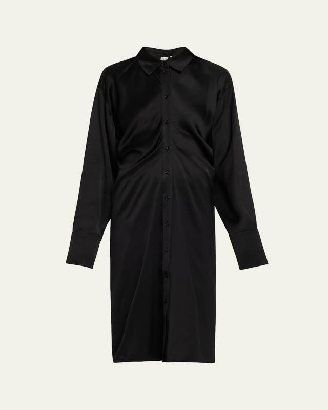 Slouch Satin Knee-Length Shirtdress